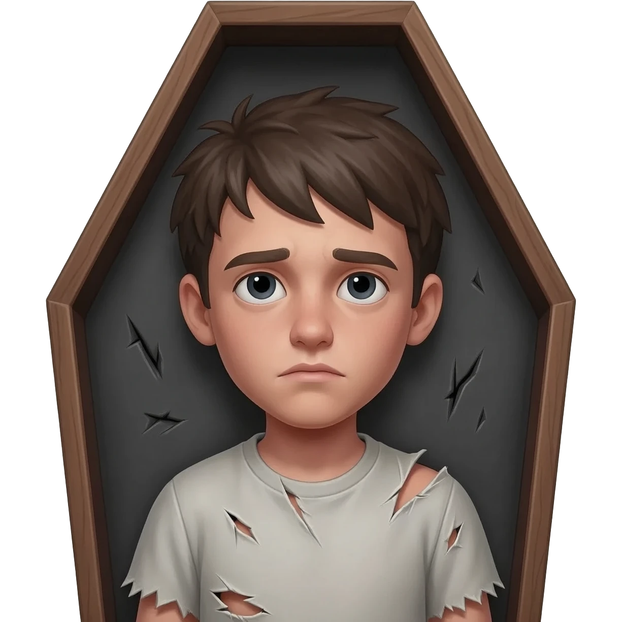 нарисуй бедного в рваной одежде парня 20-24 лет, как он встает из гроба emoji