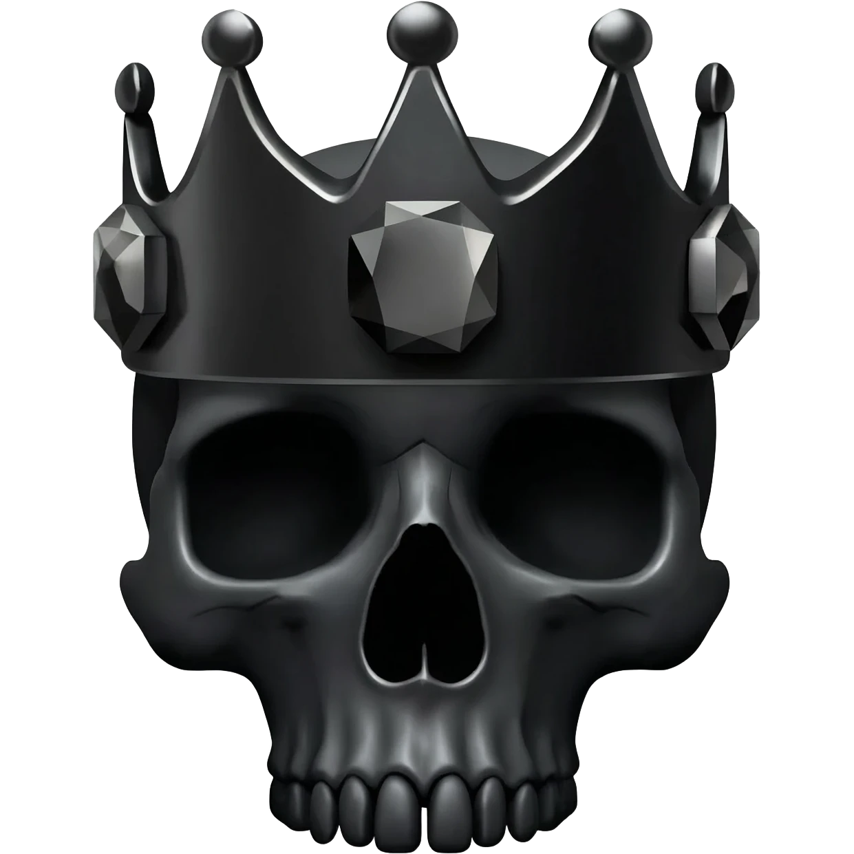 generate an improved black crown with black diamonds inside a black skull emoji