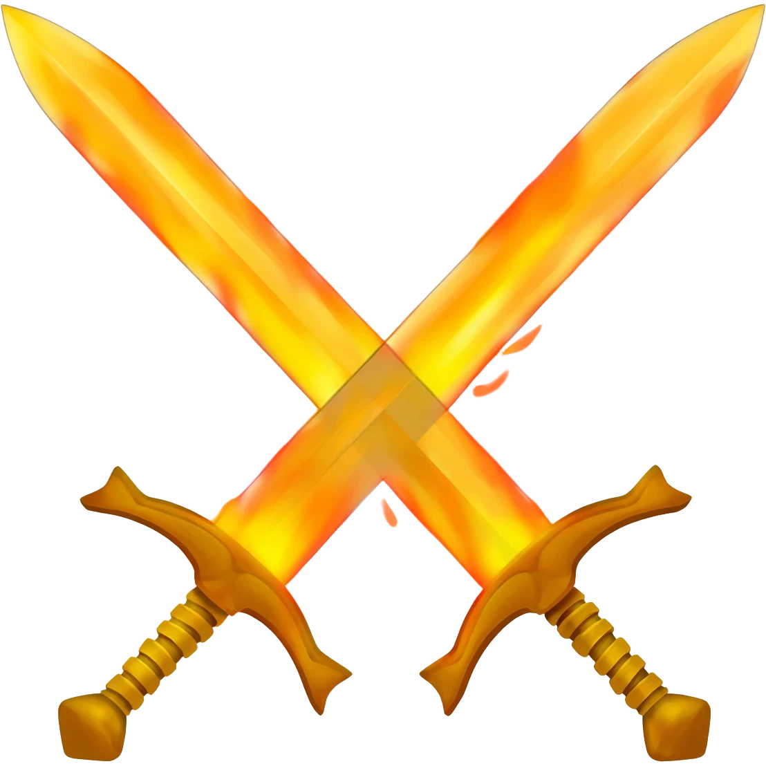 Flaming golden crossed swords emoji