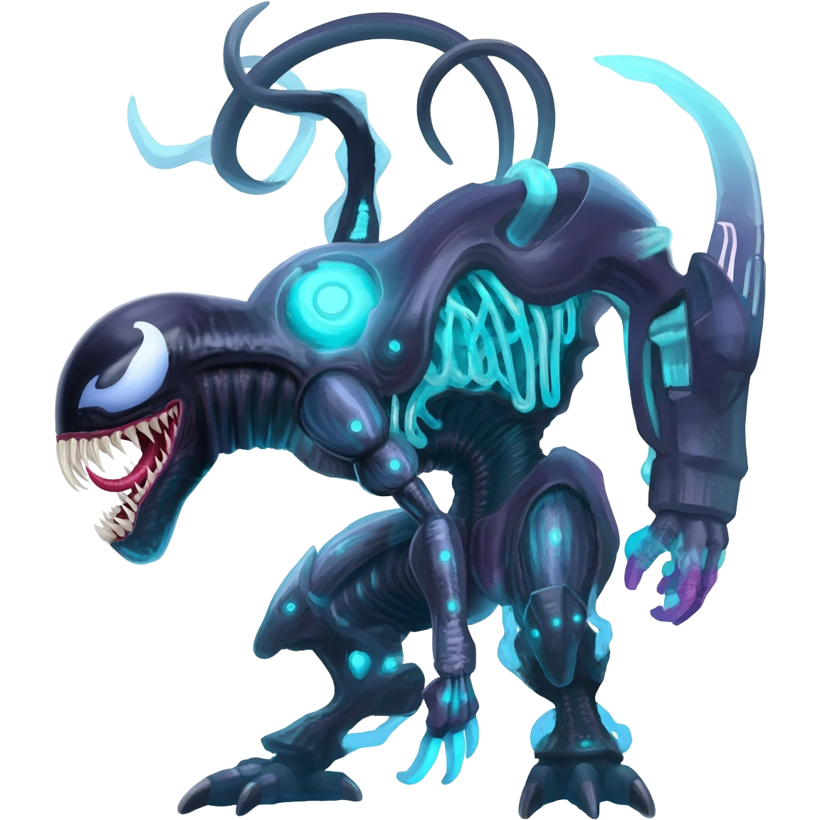 Abstract Futuristic Venom-Xenomorph-Genesect-Lunala-ET-hybrid-fantasy-creature emoji