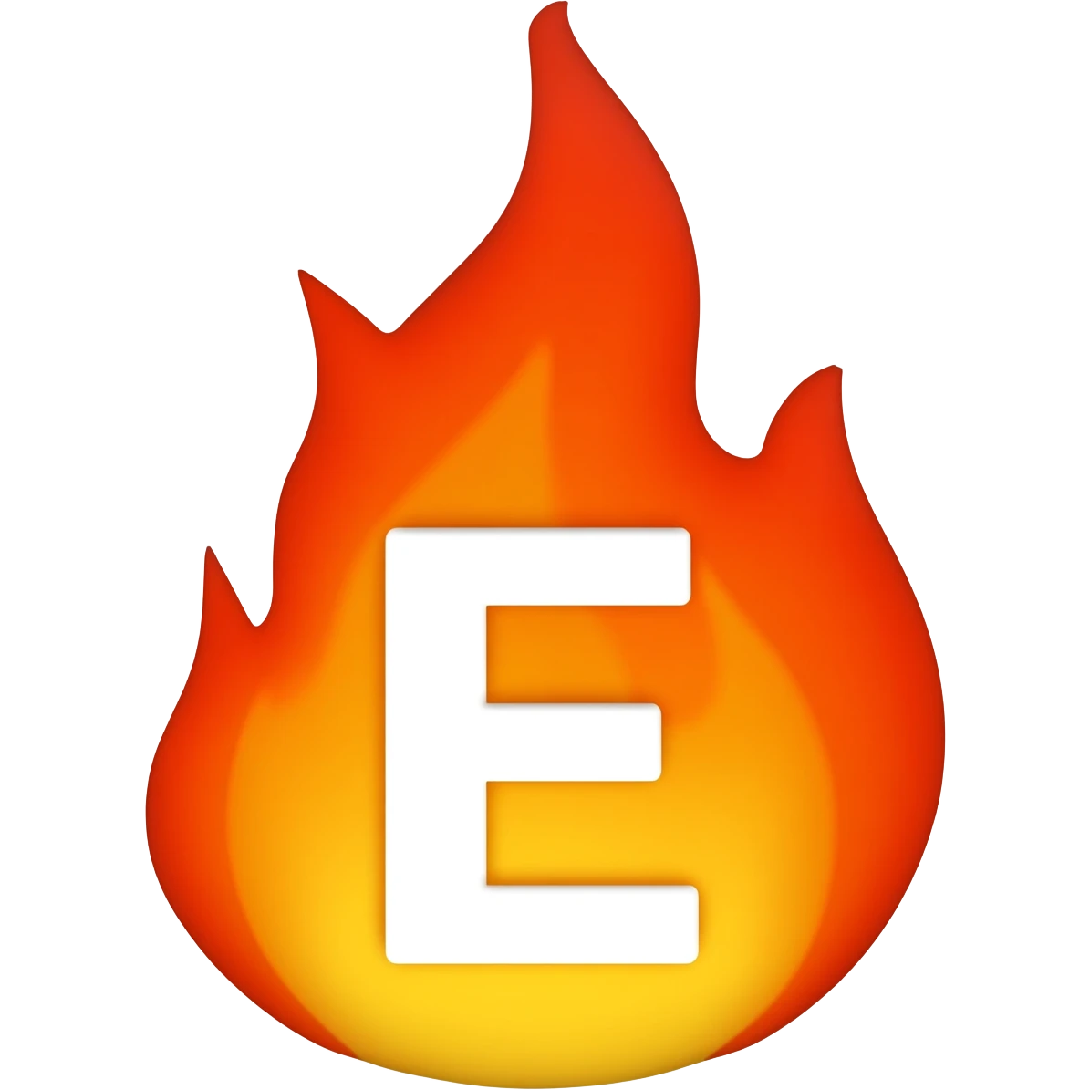 a flame with a white E in it emoji