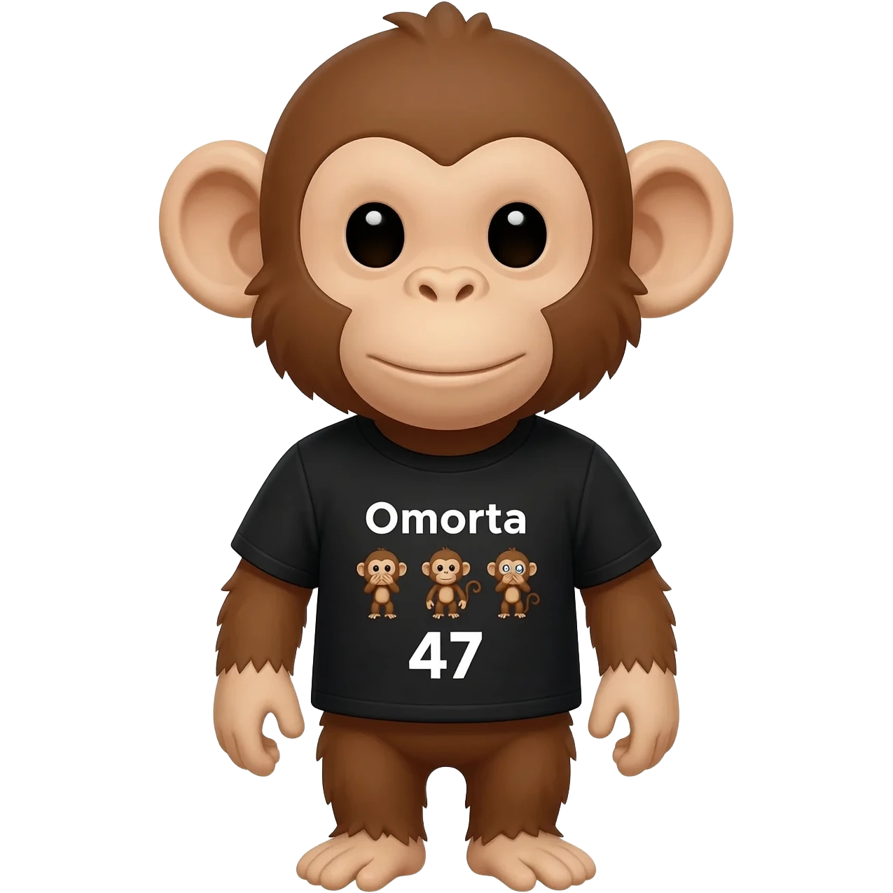 Monkey saying Omerta 47 ! With a black shirt having 3 monkeys one covering his mouth other one  covering his ears and other one covering his eyes emoji