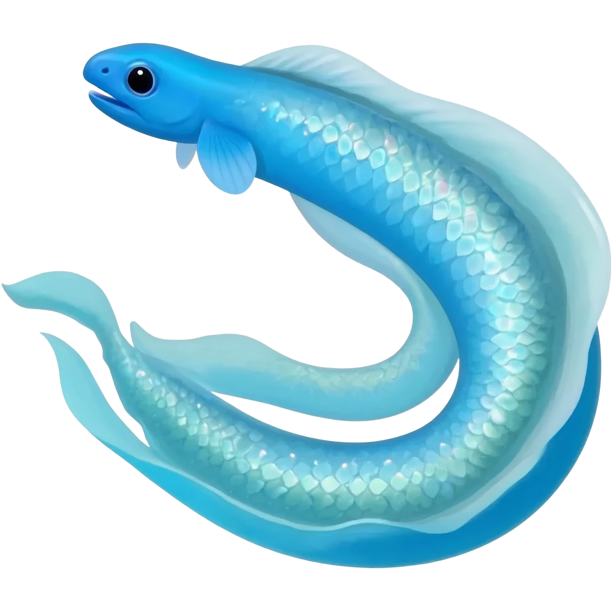 blue eel with 2 fins on each side and a long tail emoji
