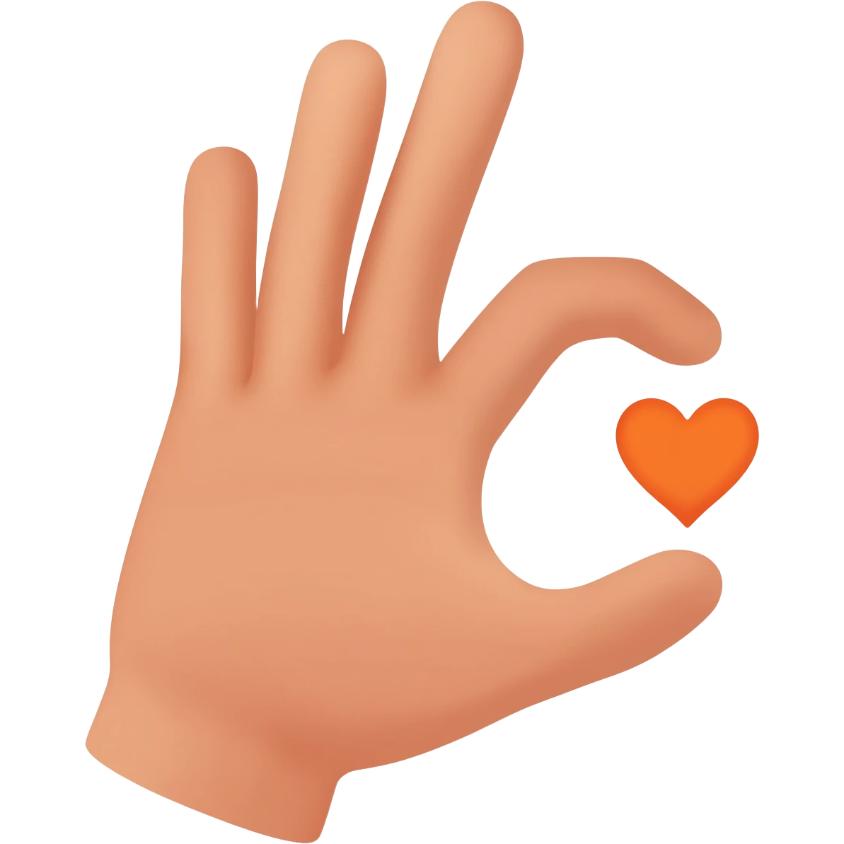 Hand heart emoji with a orange heart inside emoji