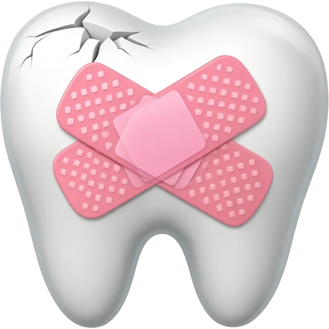 create a feminine cracked/broken tooth with a pink band aid on the crack emoji
