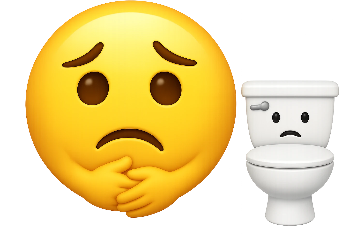 emoji stile iphone che riguarda l'argomento "stipsi/andrò al bagno oggi?", iperrealistico 4k emoji