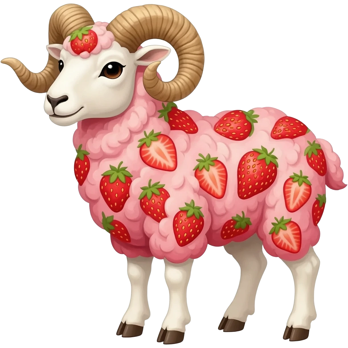 strawberry pattern ram with horns emoji