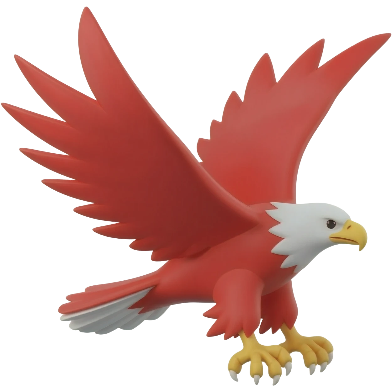 3D icon of a red eagle wing in flight, dynamic pose, blue and yellow speed lines, white background, minimalist logo style emoji
