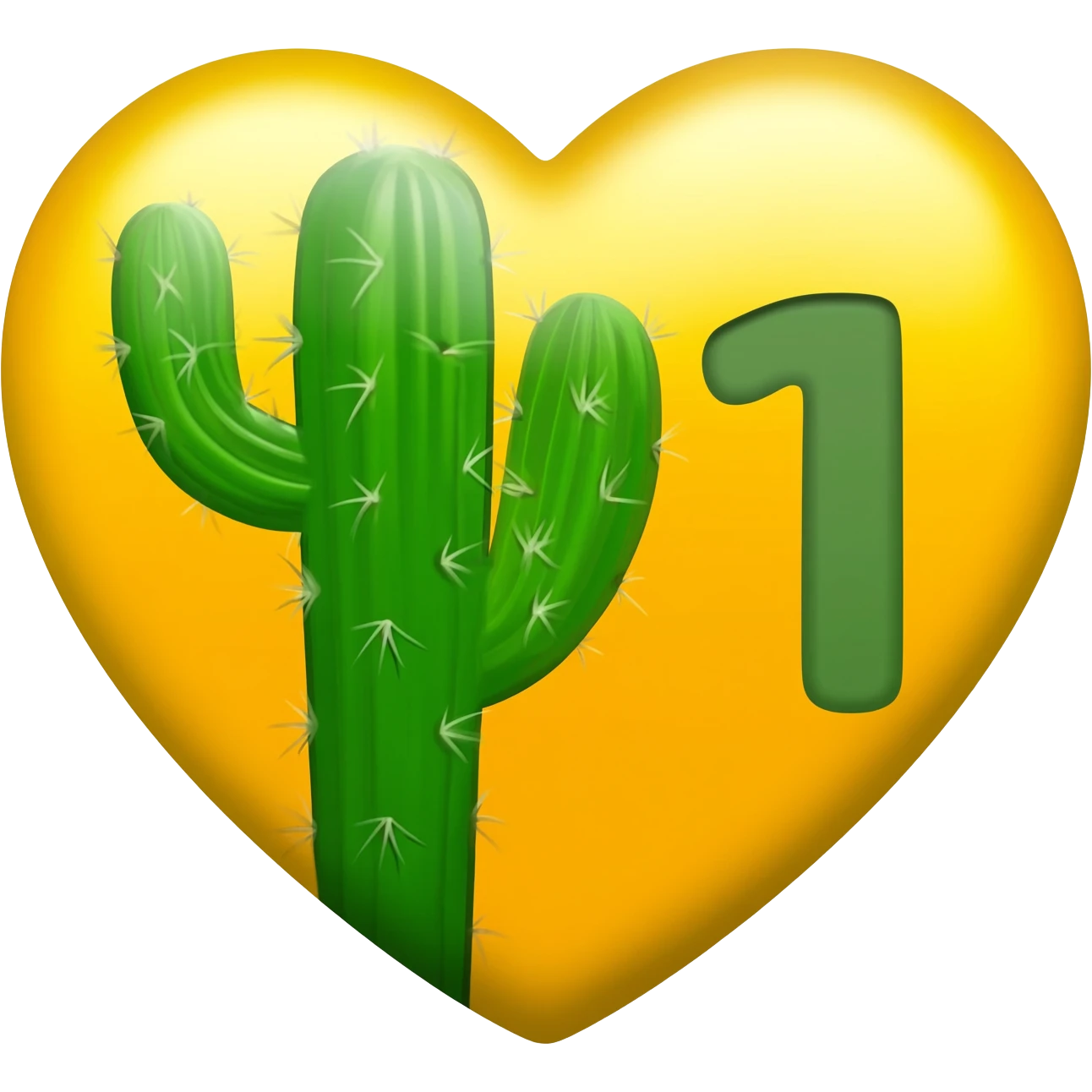 A yellow badge heart with a catcus and number 1 on it emoji