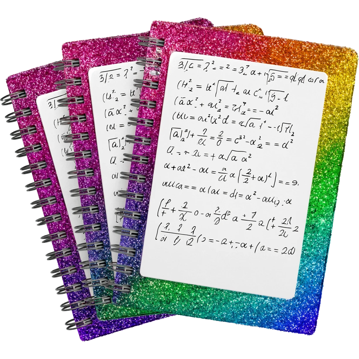 notebooks   glittery sparkle mathematical equation emoji