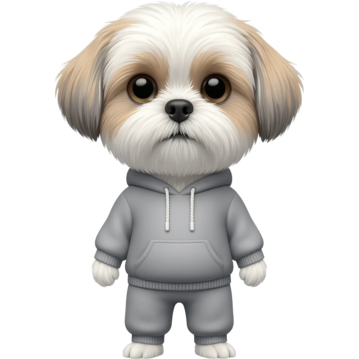 white shih tzu in hoody emoji