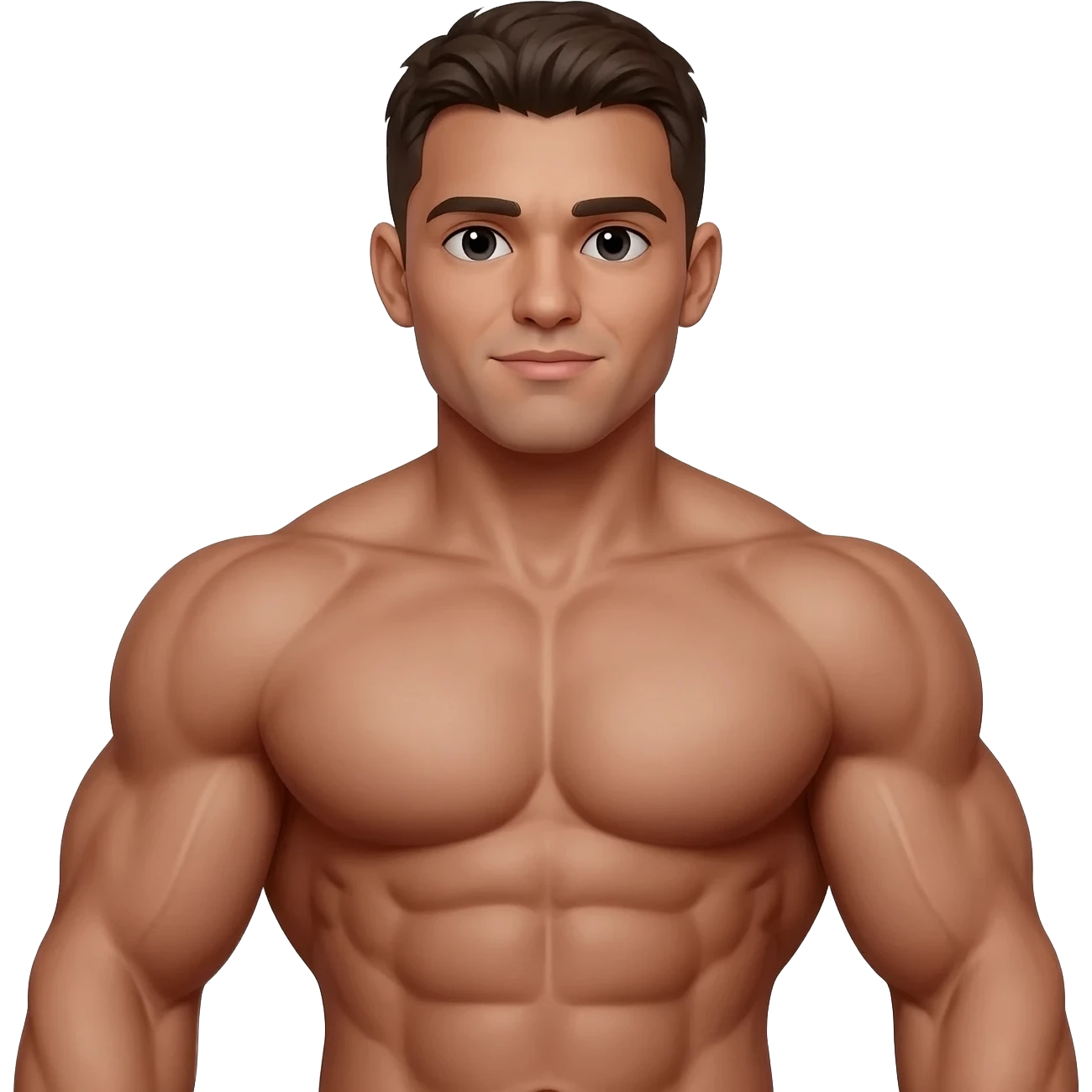 cuerpo humano completo con piel, mostrando todos los músculos del cuerpo, vista frontal emoji