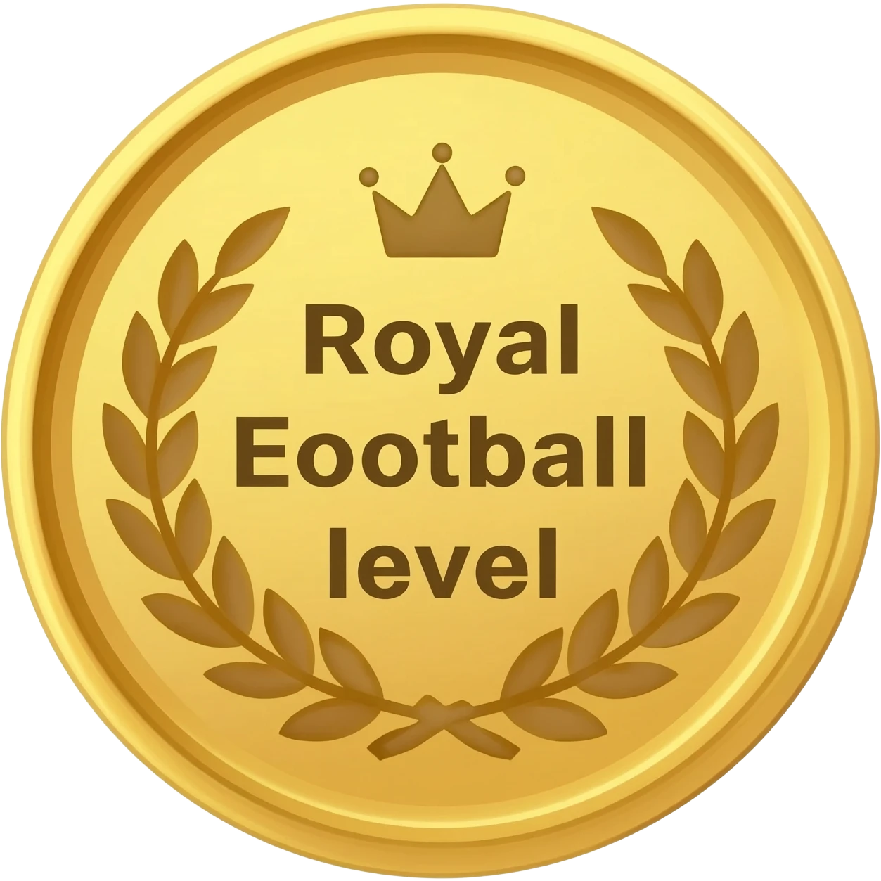 gold coin with "R with crown and  Royal Efootball " level in center and minimal laurel emoji