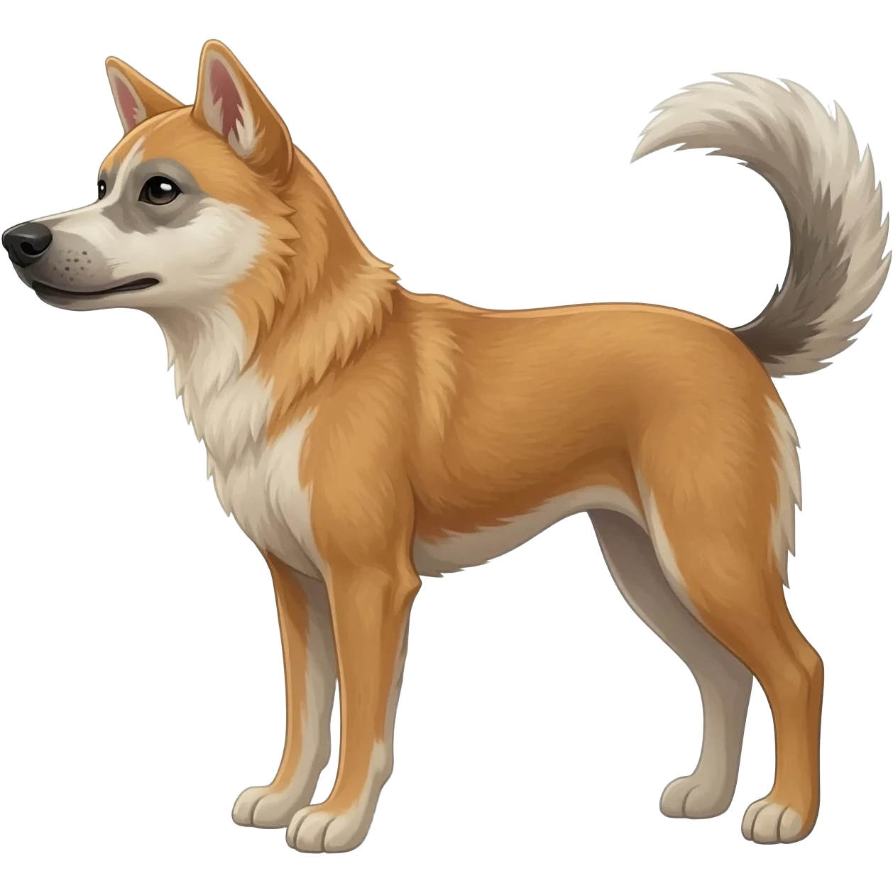 Dingo-Shiba Inu-Labrador-Husky-Wolf-hybrid,  full body emoji