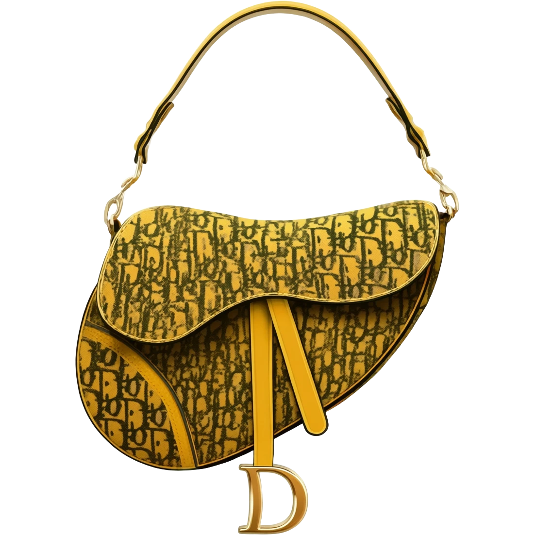yellow dior printed saddle bag emoji