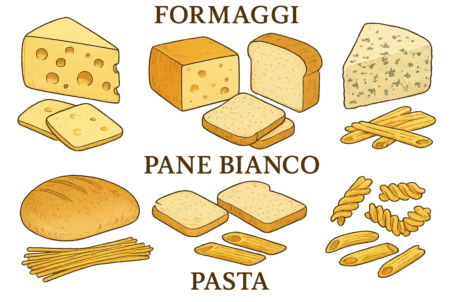 FORMAGGI, PANE BIANCO E PASTA emoji