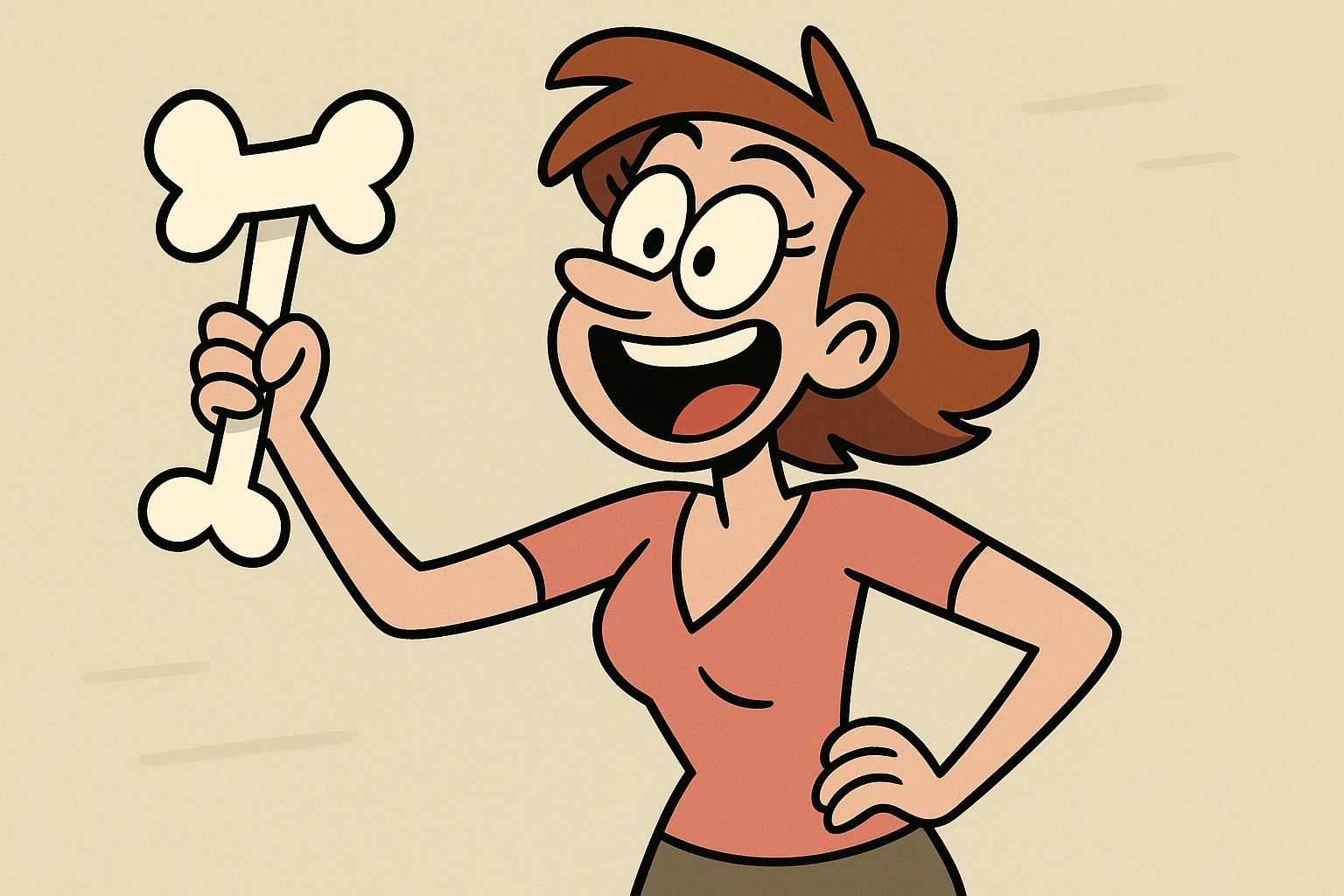 animated bone, energetic and fun, cartoon style emoji