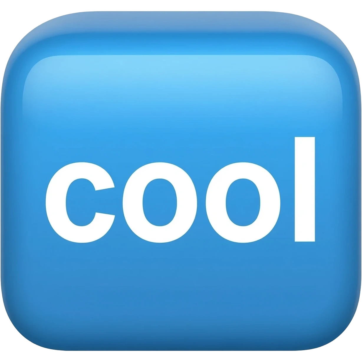 The word "cool" on the blue block emoji