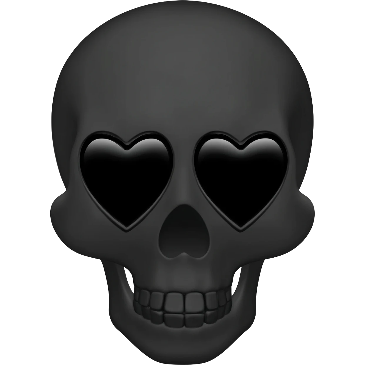 Black hearted eyes skull black face emoji