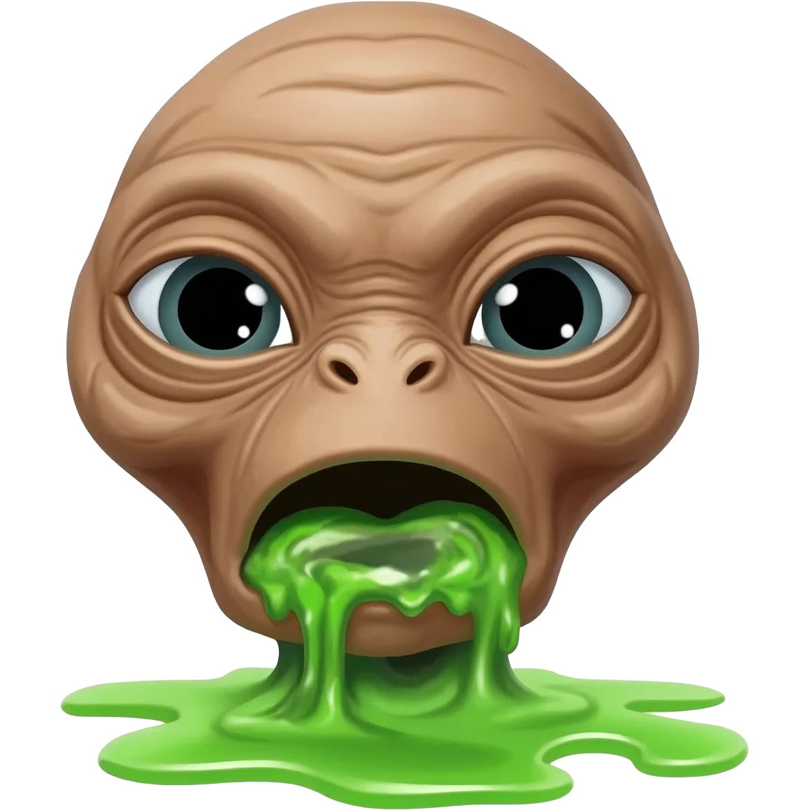 E.T. The Extra-Terrestrial from the movie puking green liquid emoji