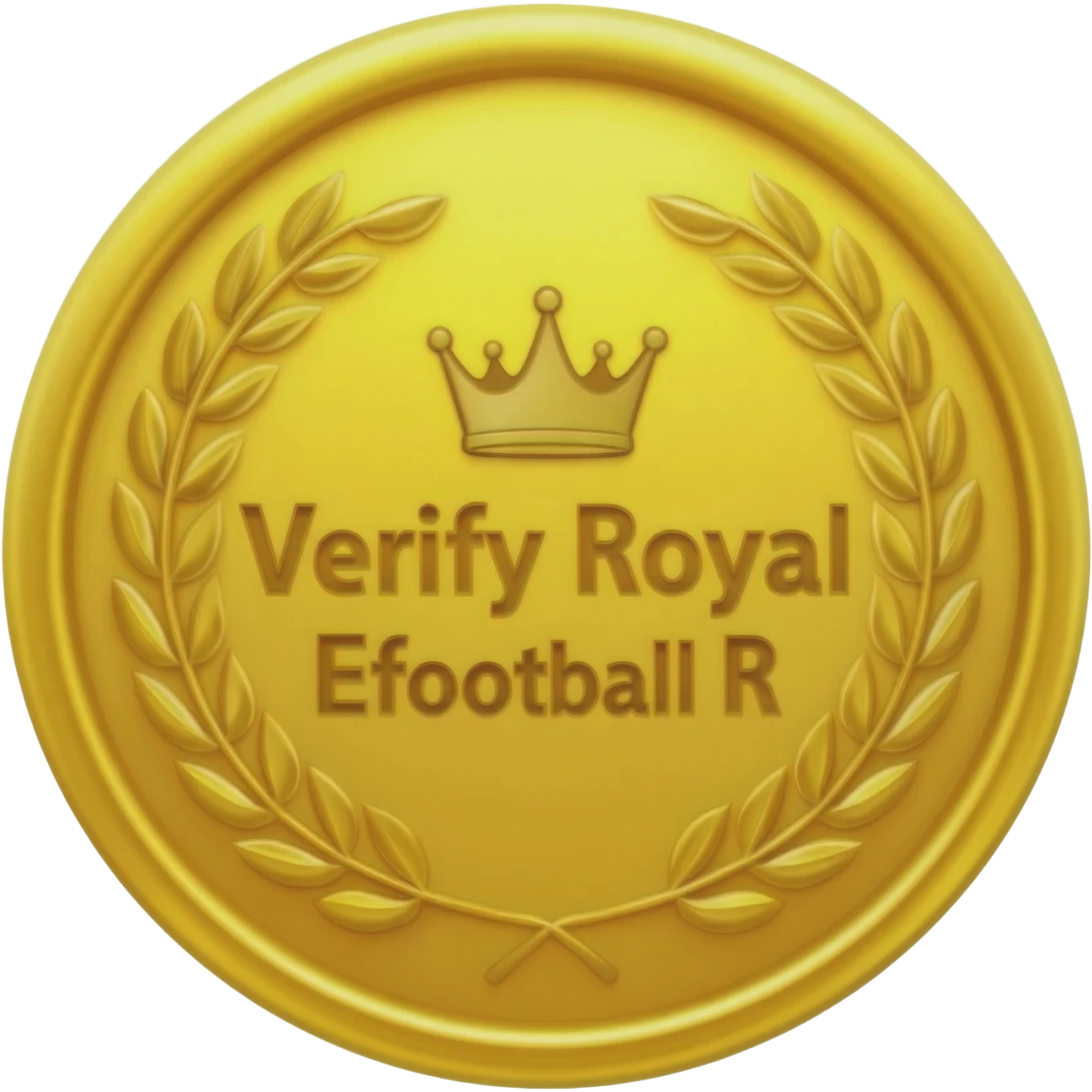gold coin with "crown and Verify Royal Efootball R crown" level in center and minimal laurel emoji