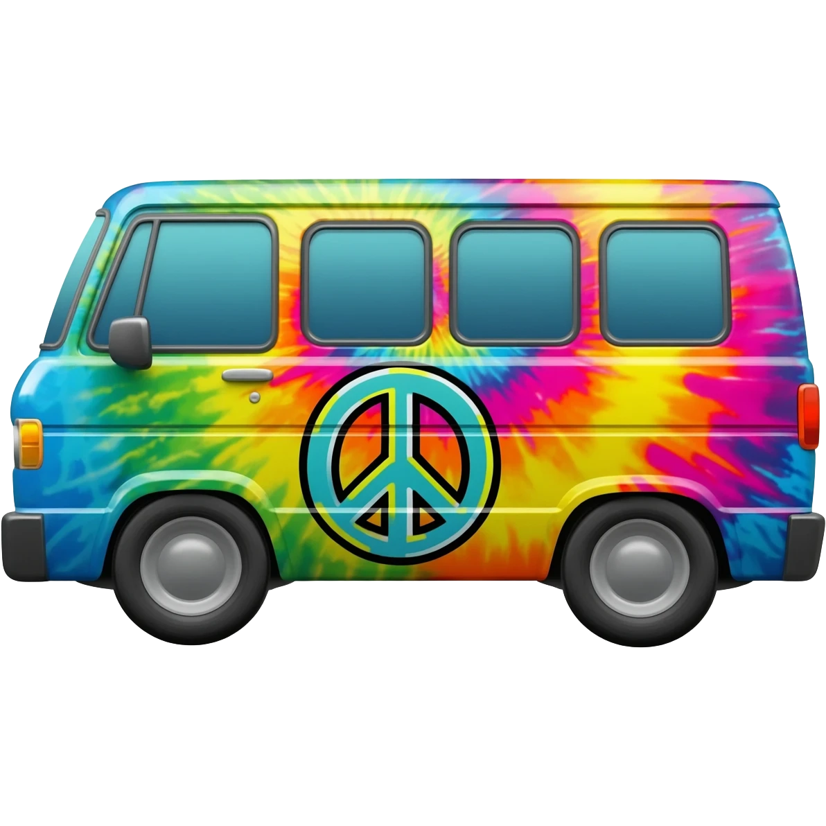 hippie van with hippie style graffities from side view emoji