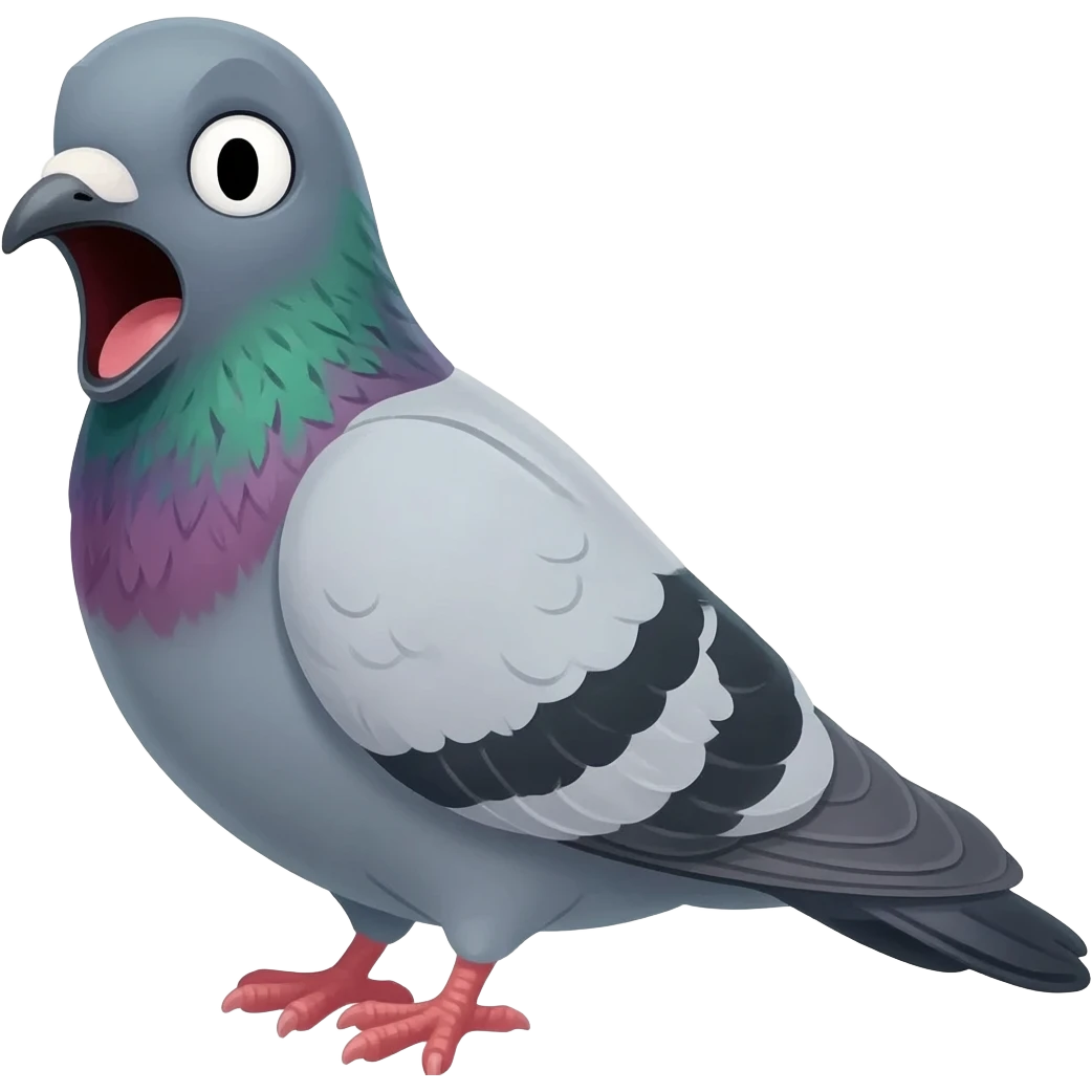 a pigeon emoji that’s screaming 67 emoji