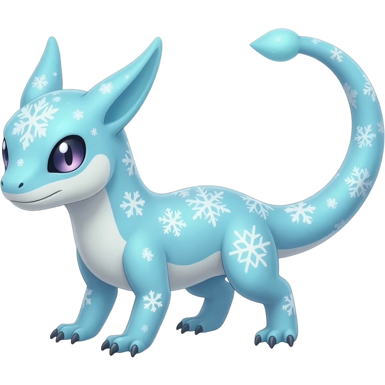 Shiny Glossy Pastel Light Divine Reptilian Beautiful Floral Snowy Pretty Absol-Amaura-Suicune-Cobalion-fusion, full body emoji