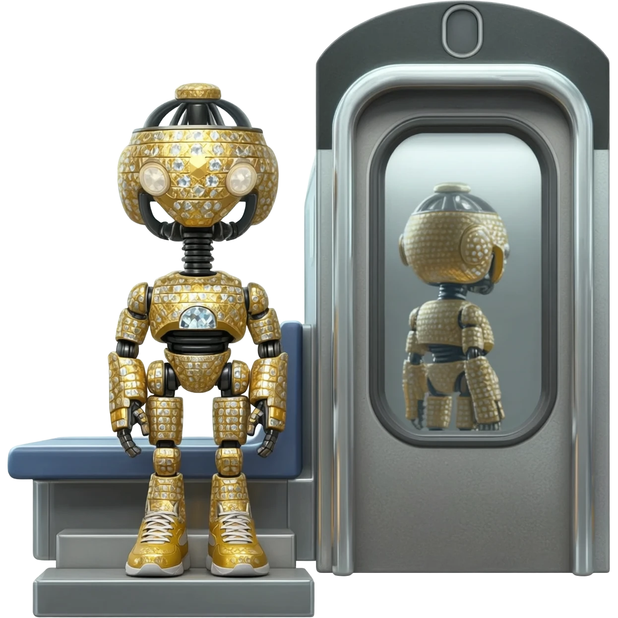 Futuristic turbo neon super robot metal  golden diamond Ruby 6000 Nike shoes hotel super 50000 metallic silver mirror basic black restaurant city train emoji