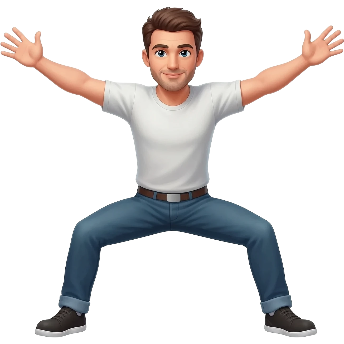 a man spreading his legs WIDE OPEN emoji