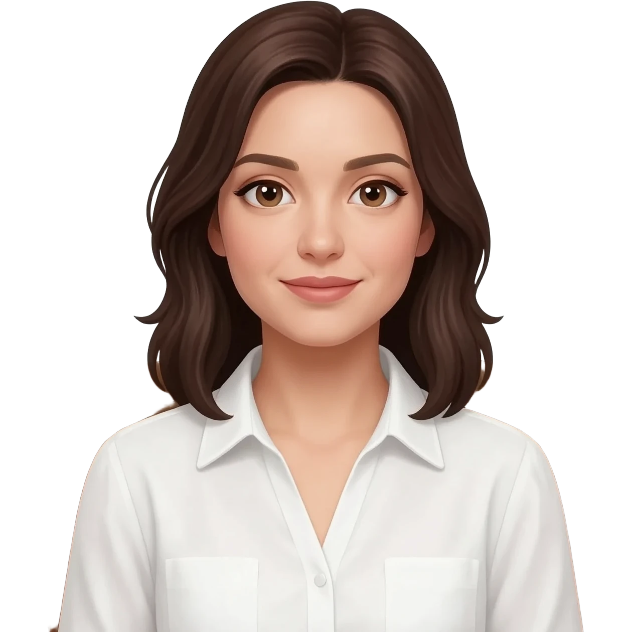 woman with dark brown hair sitting in a chair emoji