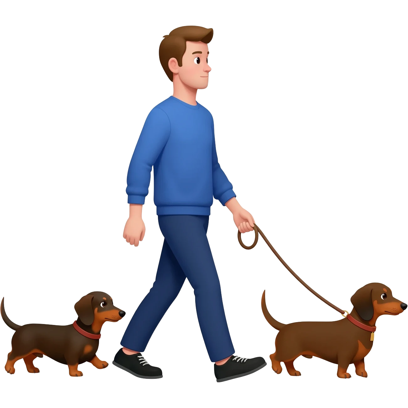 Walking two dachshunds on leash emoji