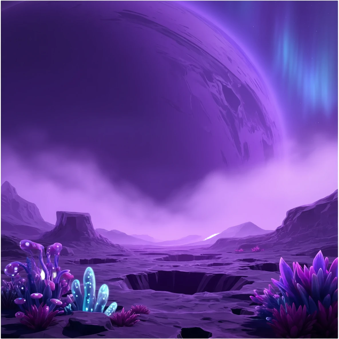 I need in purple mysterious planet (in style of alien 3d) emoji