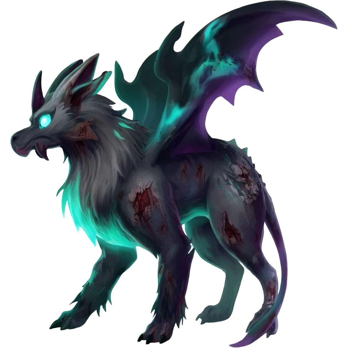 Aural bioluminescent spectrumal darky dusky spoopy spoilt rotten Salandit-Amaura-Darkrai-animal-creature-hybrid-fusion-creature, full body  emoji