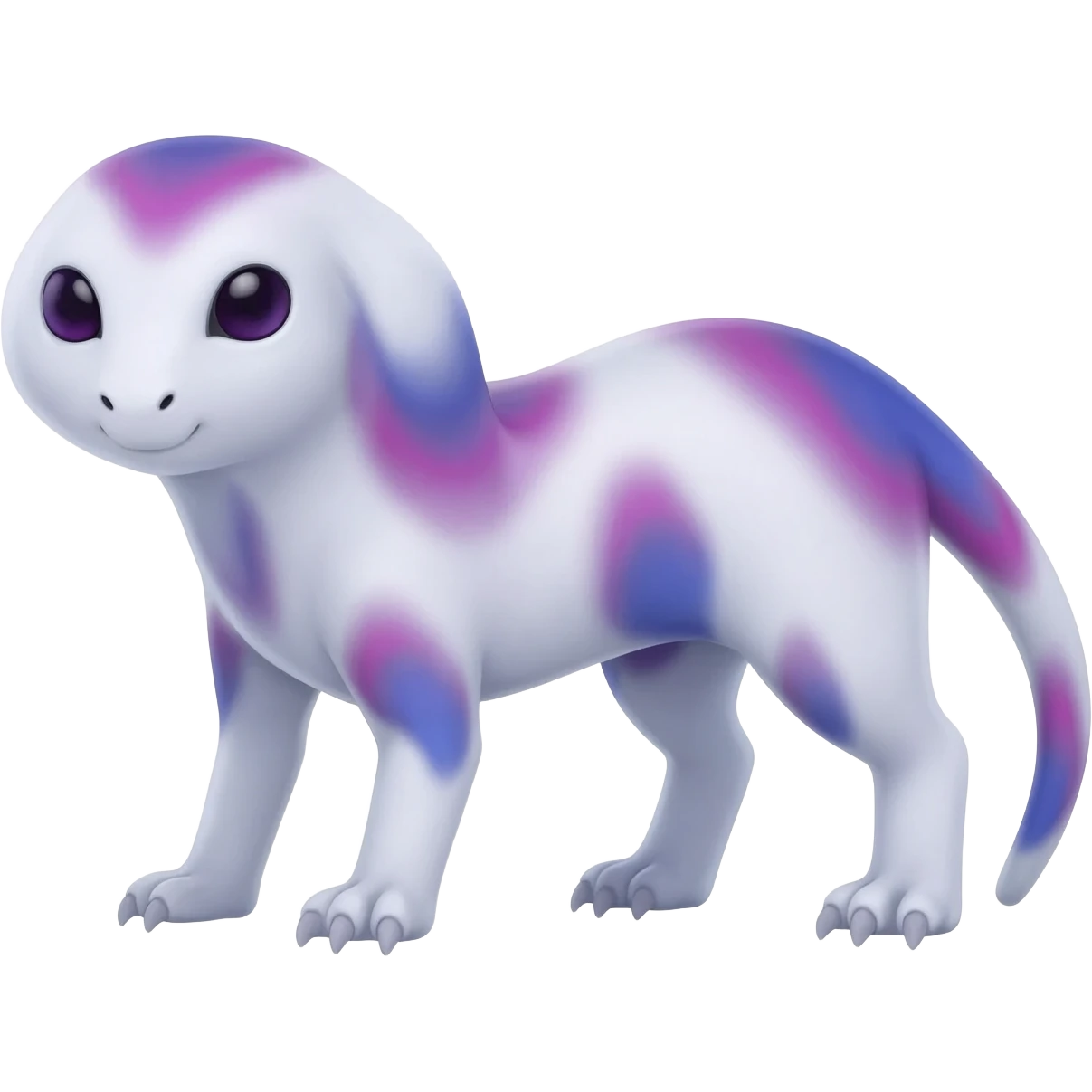  White with indigo-Violet-purple-pinkish-gradient markings beautiful handsome gorgeous aesthetic colorful vibrant Vernid-Trico-species-Fakemon-creature by LiLaiRa, 4 legs, 1 tail, random markings, (full body) emoji