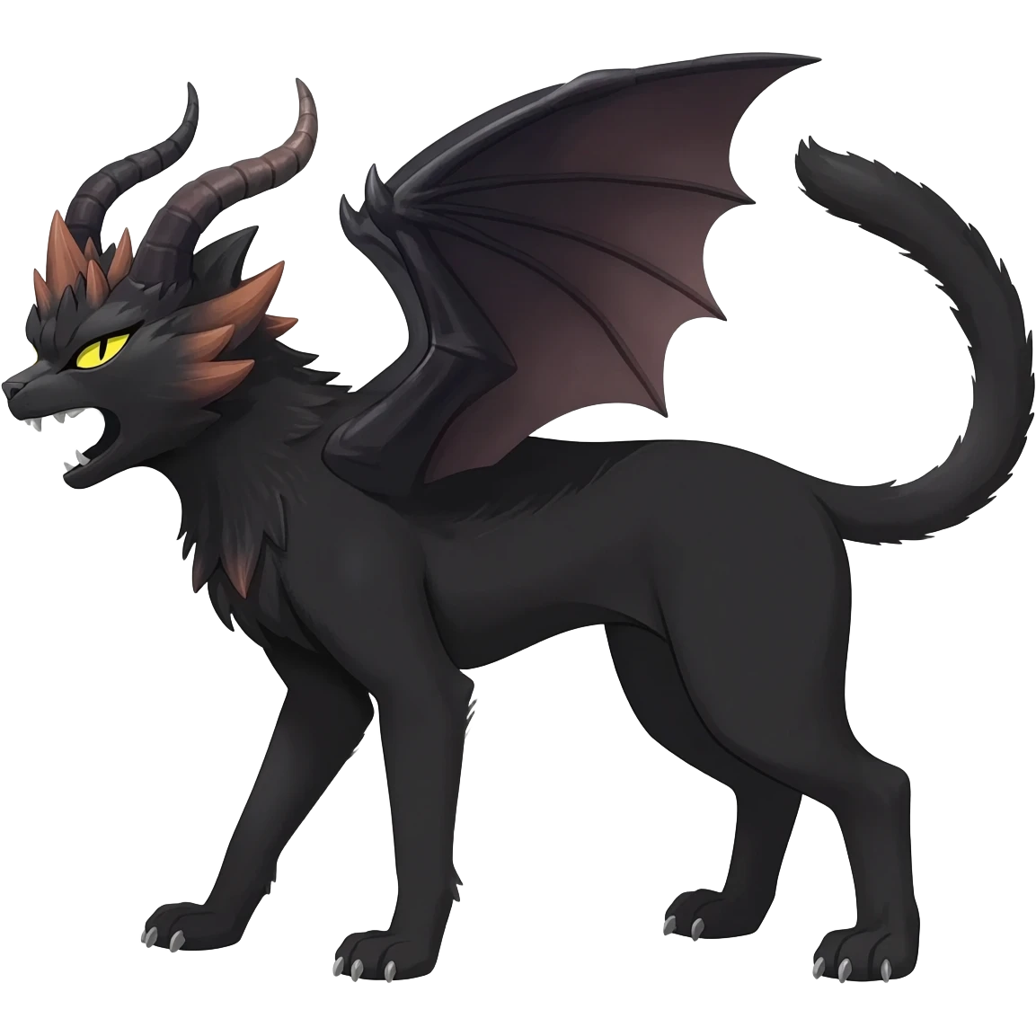 Black edgy Noivern-Noibat-Purloin-Torracat-Lykoi-Caracal-cat-Fakemon-fusion-hybrid-creature emoji