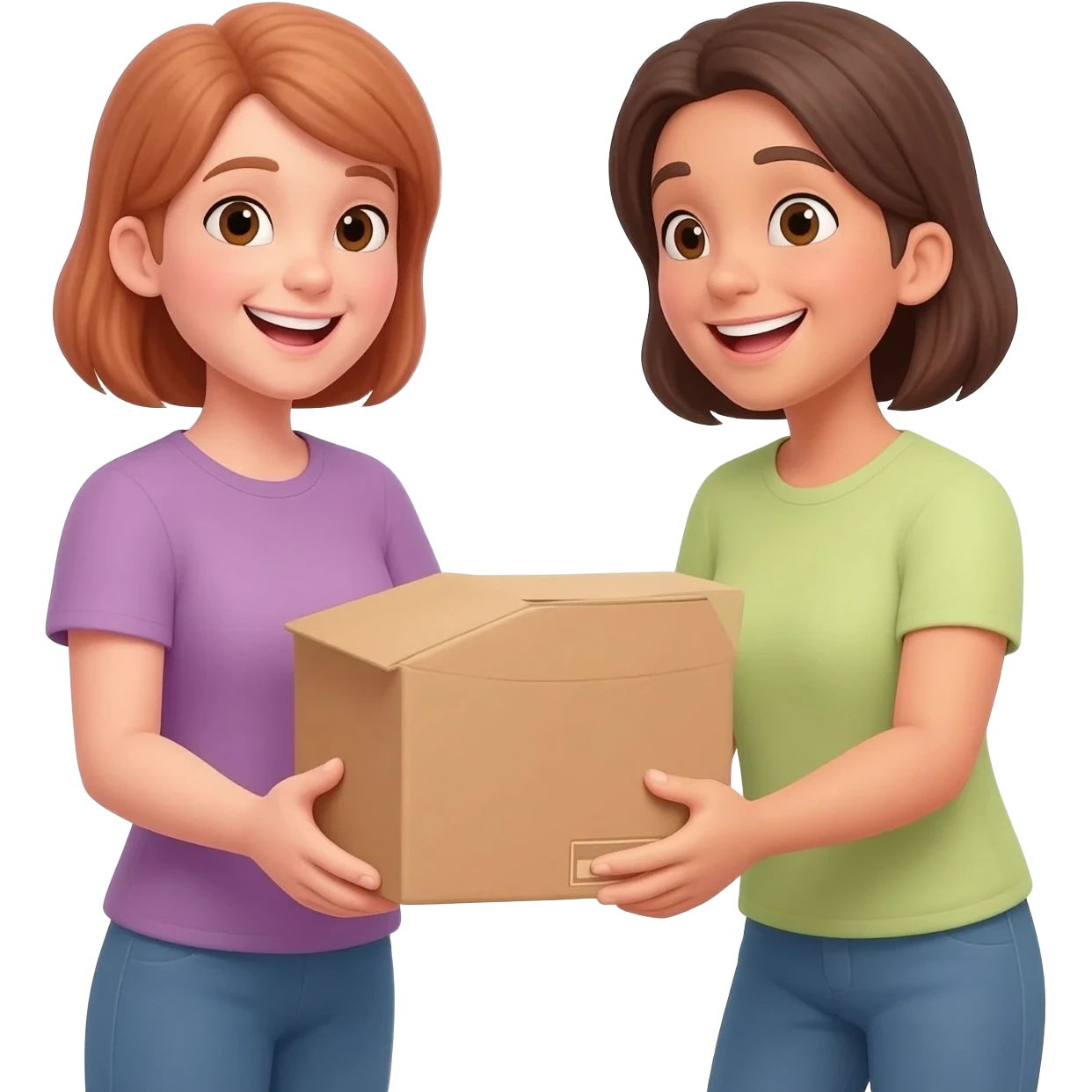 dos personas felices una entrega una caja a otra emoji