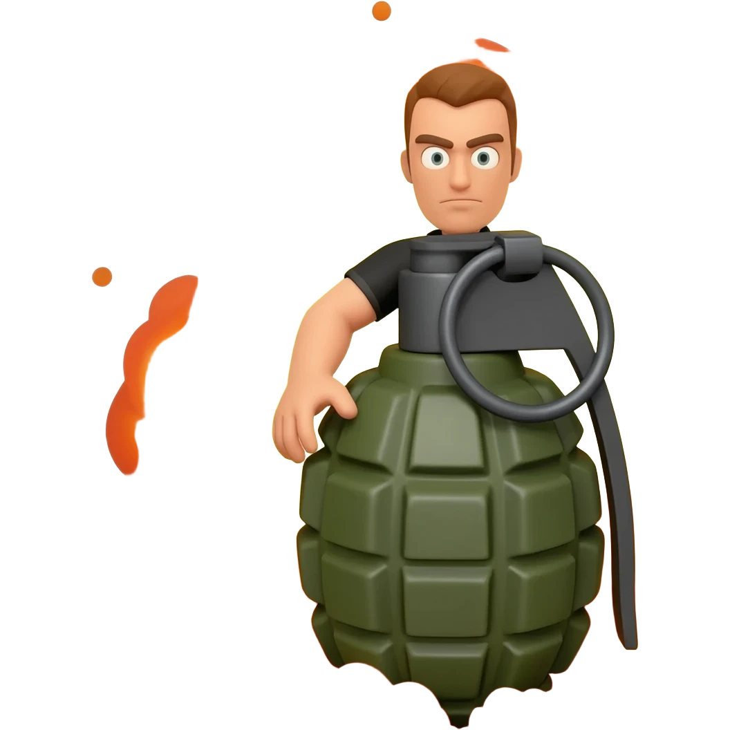 person being exploded by grenade emoji