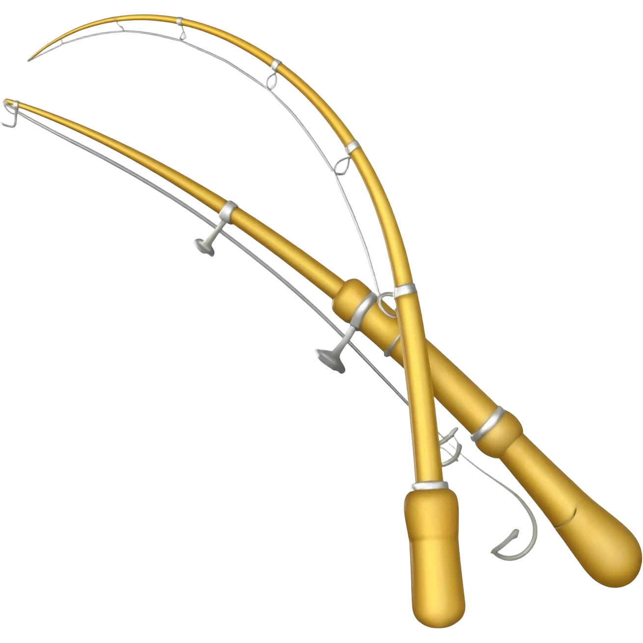 Simple Golden fishing rod with silver fishing line emoji