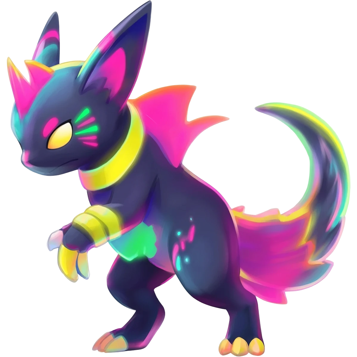 Dark vibrant pastel bright neon colorful edgy exotic painted Fakémon-Pokémon-Vernid-creature emoji