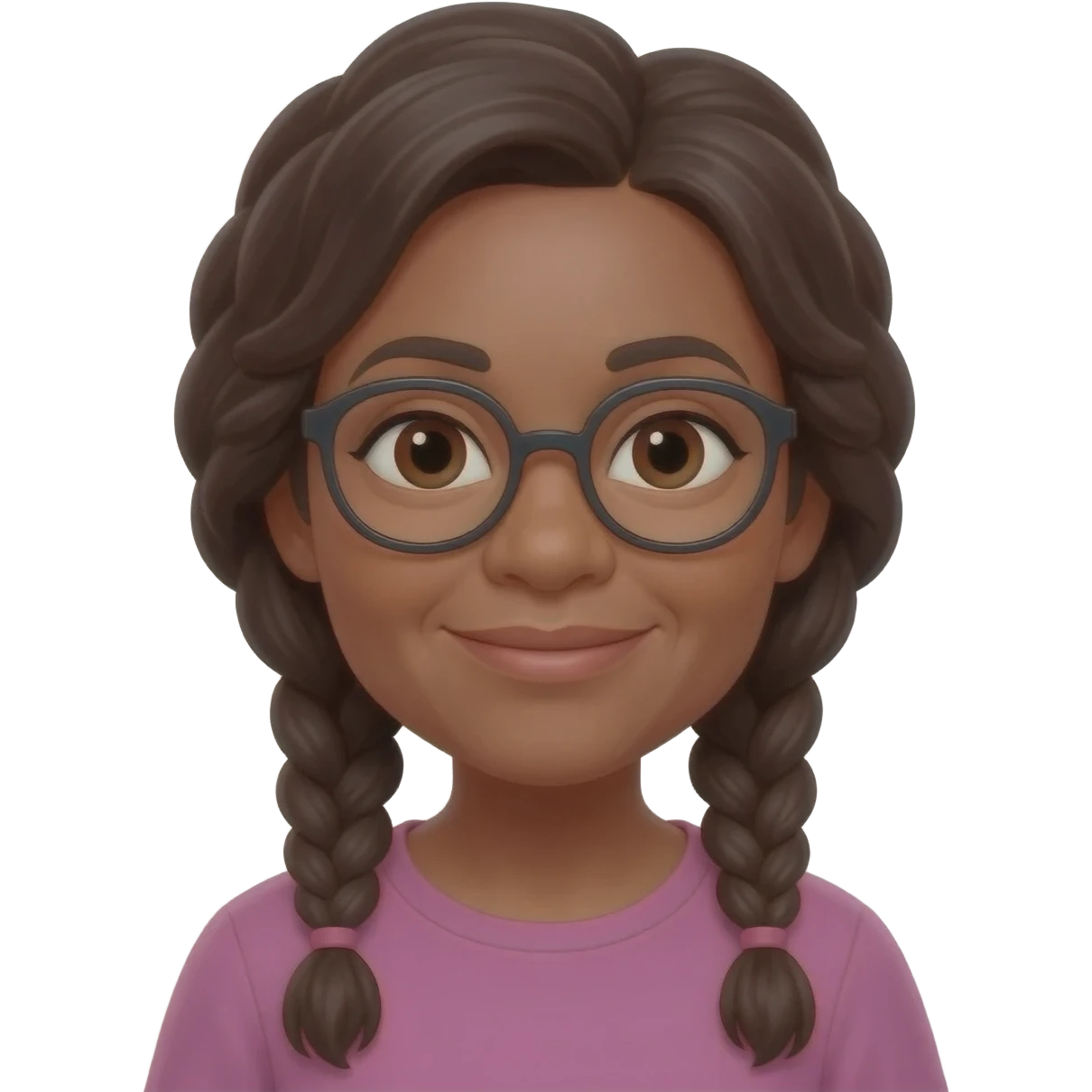 Brown lady with braids and glasses around the age of 45 emoji