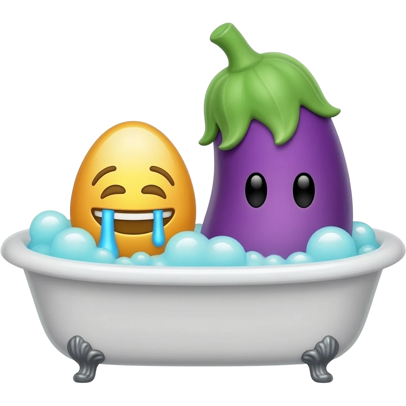 sus eggplant and drooly face mix to get her in a bath tub emoji