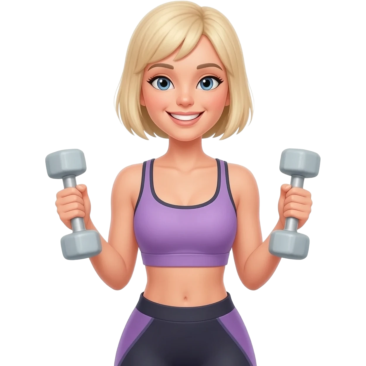 White fitness girl with dumbbells in their hands emoji