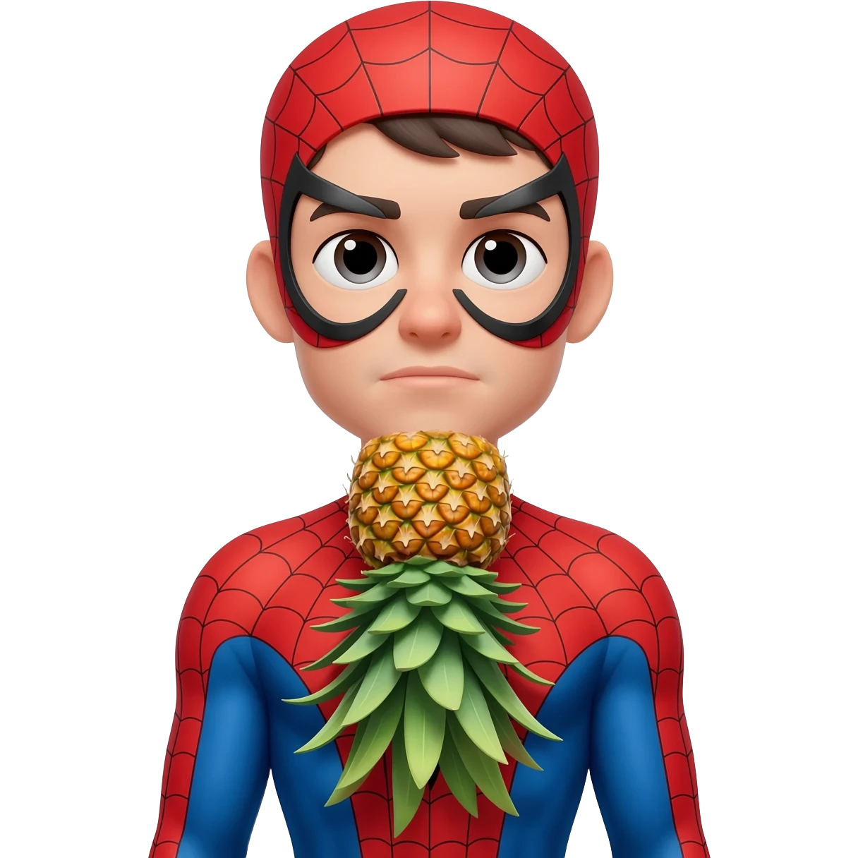 Upside-down pineapple attached to a spider man body emoji