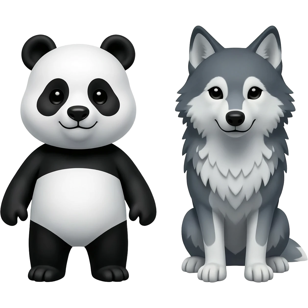 panda and a wolf emoji