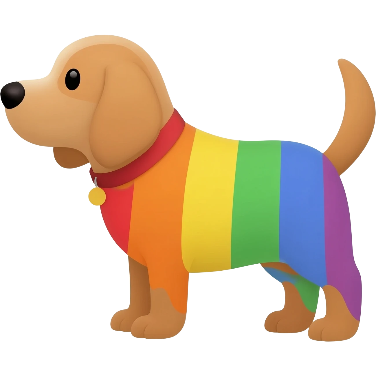 simple cartoon dog, rainbow horizontal stripes emoji
