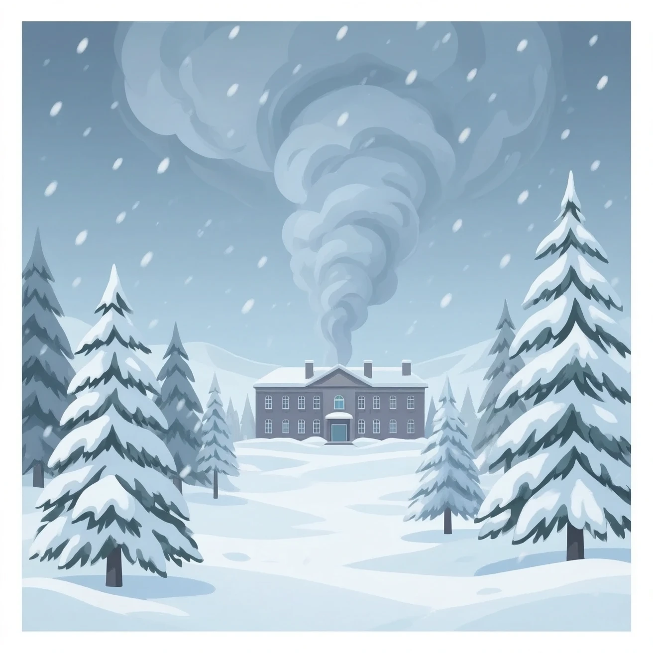 snow storm outside of the Hotel emoji