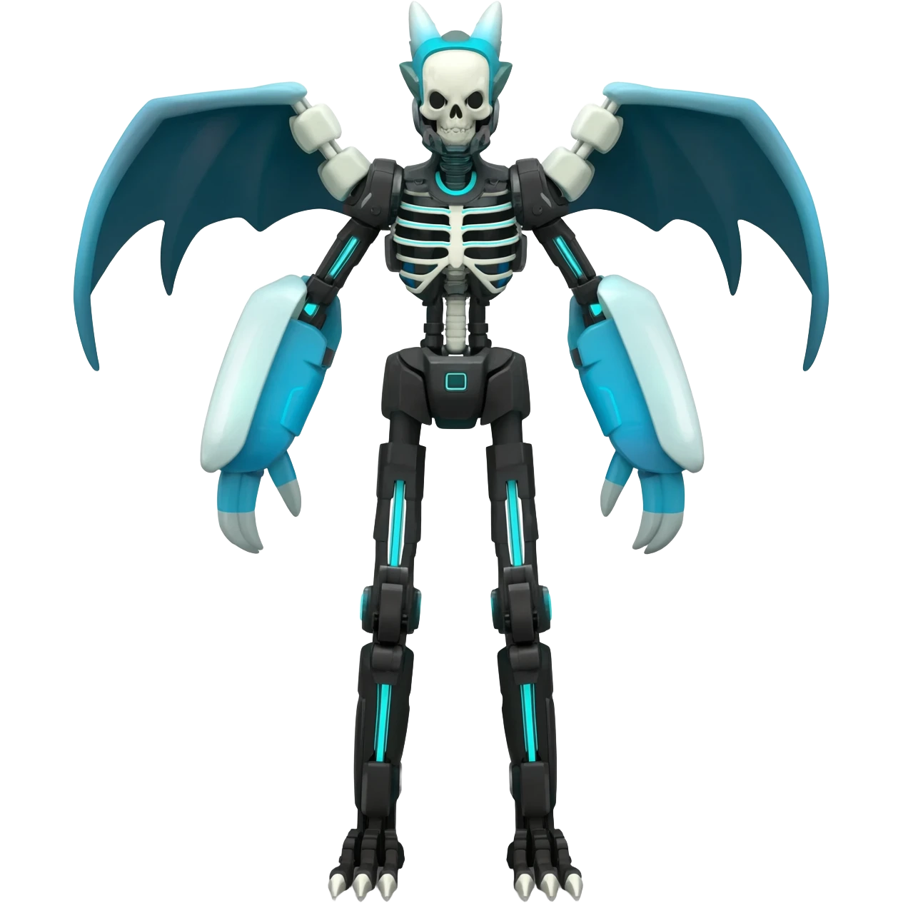 futuristic Skeleton-Cyborg-Manectric-Electrike-Salandit-Cubone-Umbreon-Marowak-Draco-Fakémon-hybrid-creature (full body), 4 legs emoji