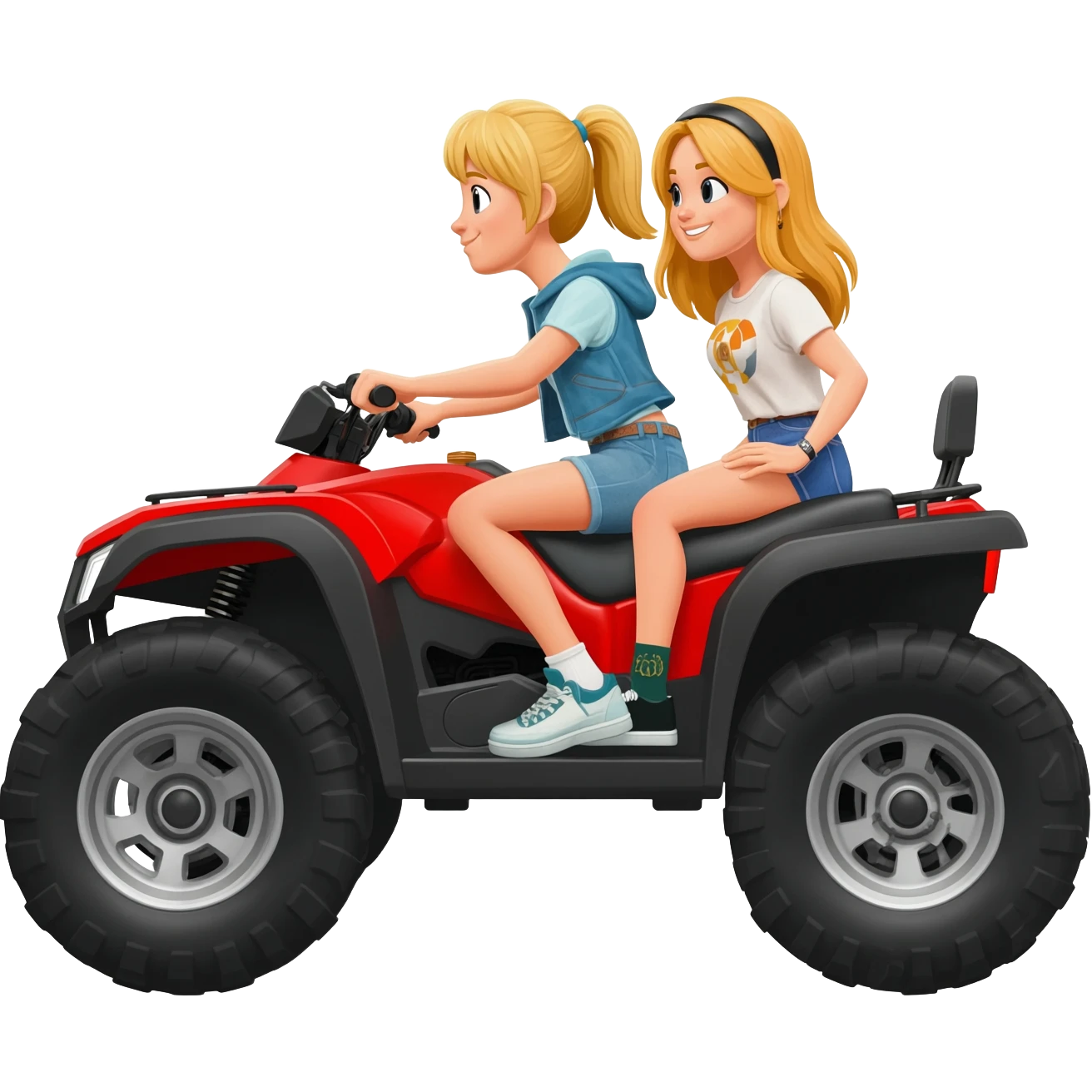 Two blonde girls riding in a side by side buggy sxs emoji