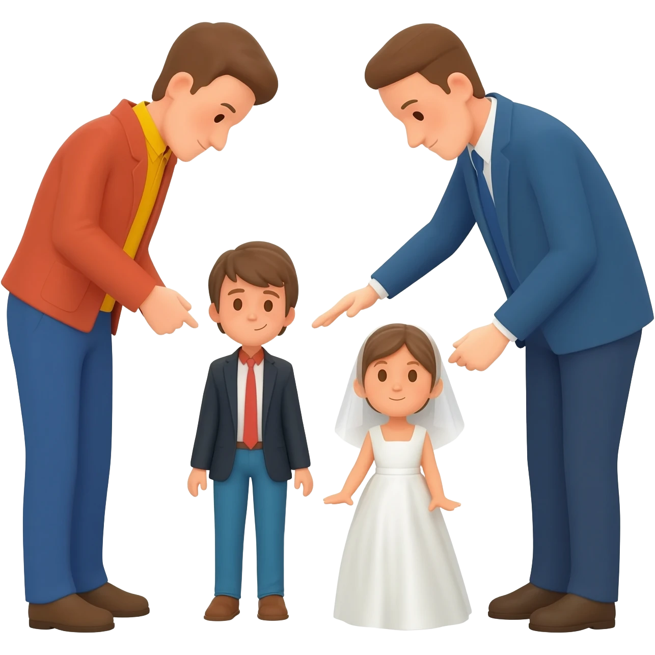 Two vold people Pressuring thier kids to get Marry emoji